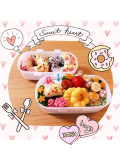 可愛いお弁当簡単ドーナツおにぎりキャラ弁-レシピのメイン写真
