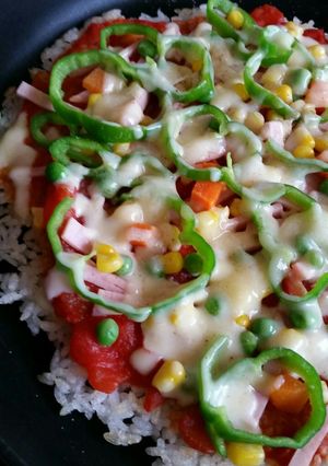 簡単☆ホットプレートでご飯ピザ☆-レシピのメイン写真