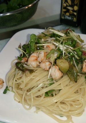 オクラと海老の梅しそ冷製パスタ-レシピのメイン写真
