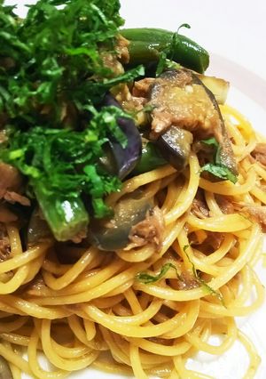 簡単♡にんにく醤油deなすとツナのパスタ-レシピのメイン写真