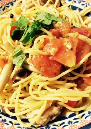 本当に簡単！豚バラとトマトの和風パスタ-レシピのメイン写真