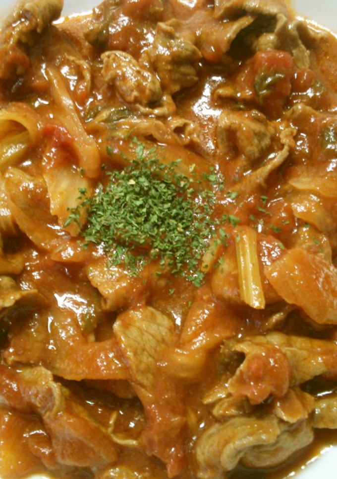 簡単！ 牛肉と セロリの トマト煮込み♪-レシピのメイン写真