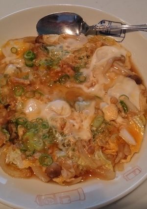 白菜とキノコのすき焼き風味卵とじ-レシピのメイン写真