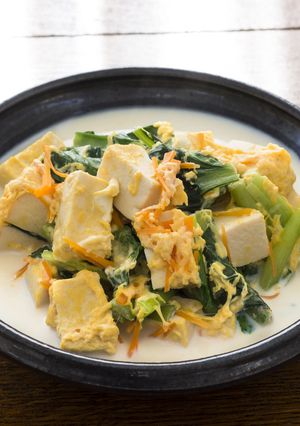 高野豆腐のミルク卵とじ-レシピのメイン写真