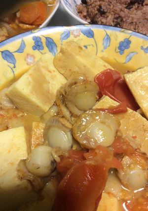 うまいホタテと豆腐とトマト-レシピのメイン写真