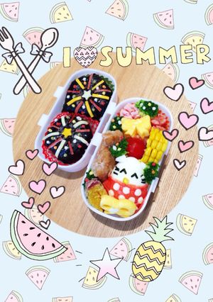 夏キャラ弁簡単花火おにぎり！可愛いお弁当-レシピのメイン写真