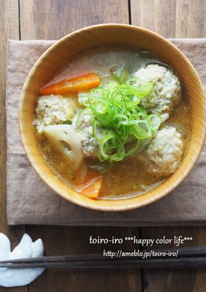 ふわふわ鶏団子と根菜のごちそう味噌汁-レシピのメイン写真