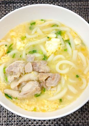 鶏白湯うどん 卵スープ-レシピのメイン写真