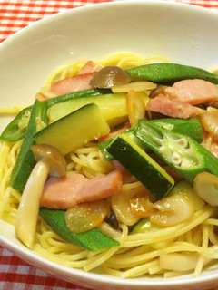 ズキーニとオクラのあっさりパスタ-レシピのメイン写真