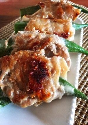 オクラのとひめたけの豚肉ロール-レシピのメイン写真