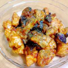 รูปของ 胸肉と茄子のトマトソース任せの炒め物♬