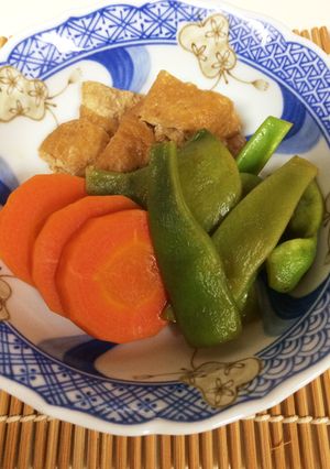 朝食おかず モロッコ隠元と人参揚げの煮物-レシピのメイン写真