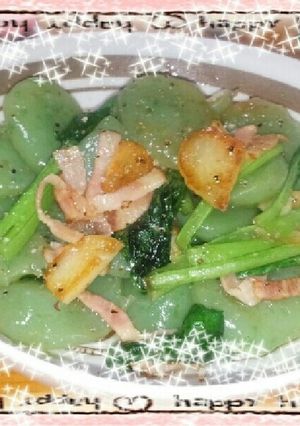 刺身こんにゃくと小松菜のにんにく炒め-レシピのメイン写真