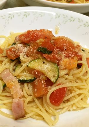 トマトとバジルとベーコンの冷温パスタ-レシピのメイン写真