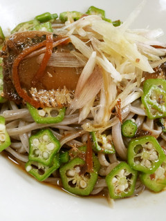 イワシの生姜煮缶deオクラぶっかけ蕎麦-レシピのメイン写真