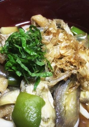 ナスとピーマンの鰹節うどん-レシピのメイン写真
