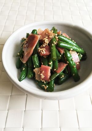 いんげんベーコンの甘辛炒め。酢でさっぱり-レシピのメイン写真
