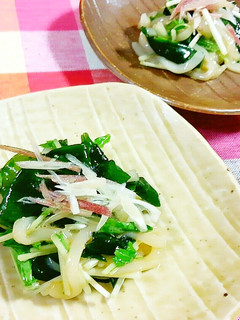 イカと水菜のわかめあえ☆わさび風味♪-レシピのメイン写真