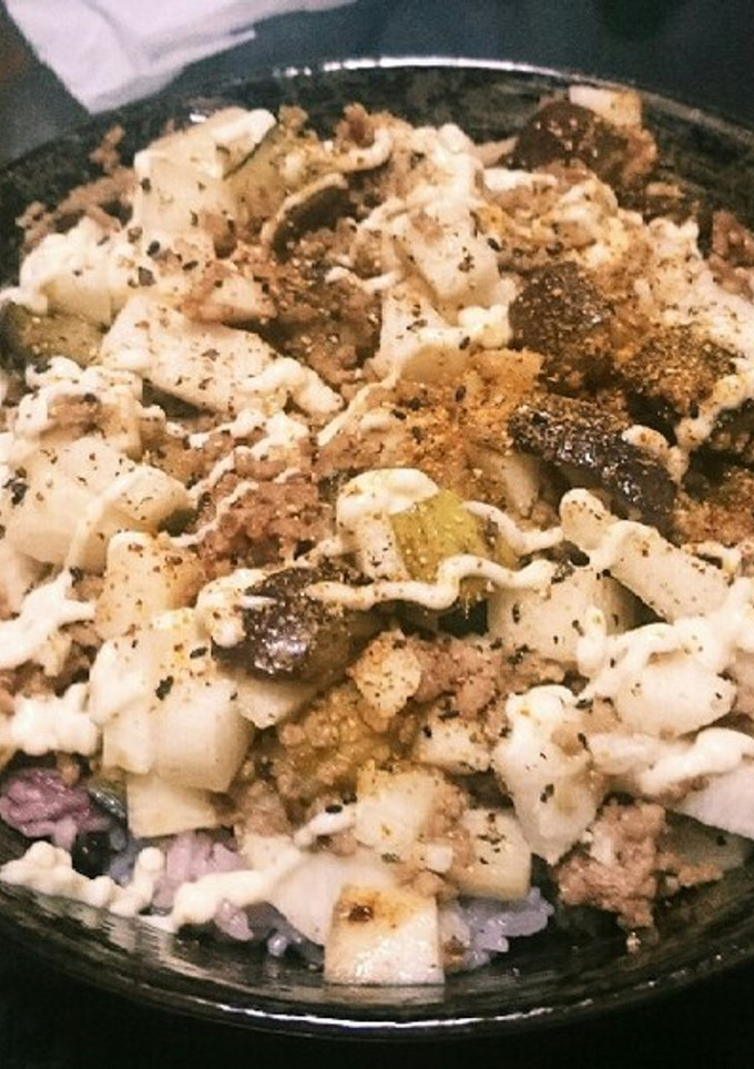 挽肉と長芋、茄子の生姜焼き風丼-レシピのメイン写真