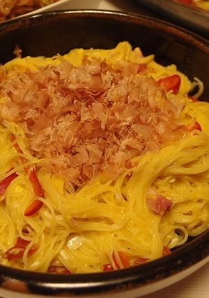 カペッリーニチャンプルー和カルボ風-レシピのメイン写真