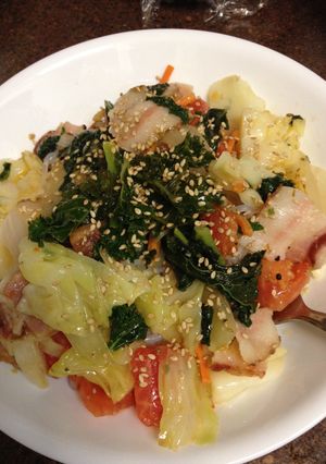 ピリ辛ケールとベーコンのスパゲッティ-レシピのメイン写真
