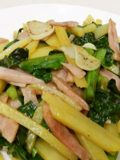 じゃがいもと空芯菜のにんにく炒め-レシピのメイン写真