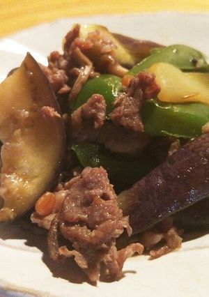 茄子とコマ肉の甘辛炒め-レシピのメイン写真