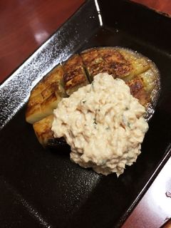 焼きナスの鮭缶ディップソースがけ-レシピのメイン写真