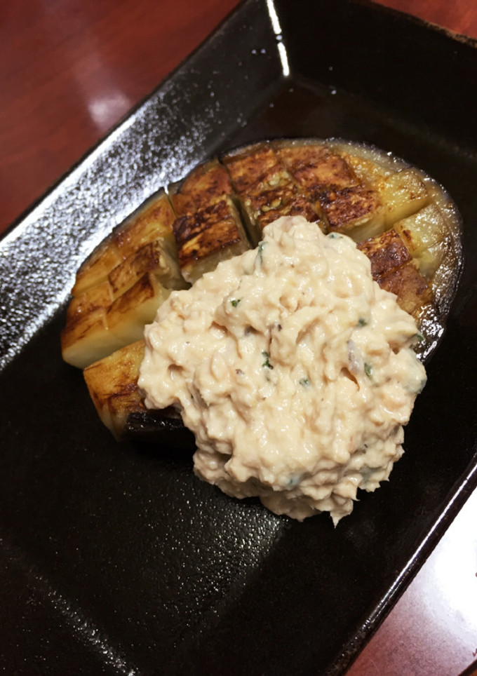 焼きナスの鮭缶ディップソースがけ-レシピのメイン写真