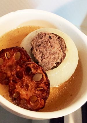 カリッと☆玉ねぎの肉詰めスープ-レシピのメイン写真