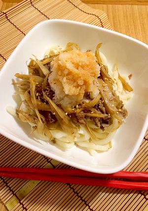 鬼おろし肉ごぼう風うどん-レシピのメイン写真