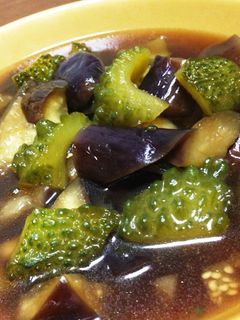 ごま油香るゴーヤとなすの煮物-レシピのメイン写真