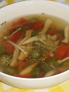 さっぱり!おくらとトマトときのこのスープ-レシピのメイン写真