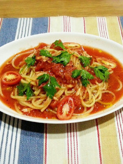 簡単!トマトとツナの冷製スープパスタ-レシピのメイン写真