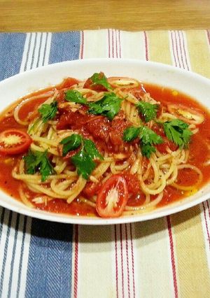 簡単！トマトとツナの冷製スープパスタ-レシピのメイン写真