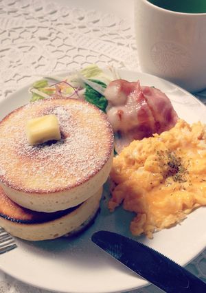 カフェ風♡厚焼きパンケーキ-レシピのメイン写真