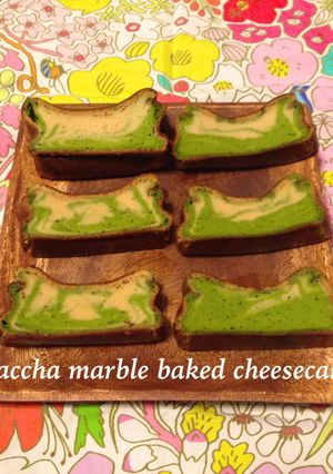 沖縄黒糖と抹茶のマーブルチーズケーキ♡-レシピのメイン写真