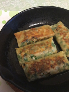 春巻き皮で作る餃子風鉄板ニラ饅頭-レシピのメイン写真