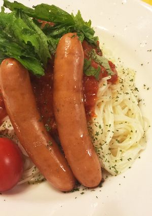 ☆冷トマト素麺〜ソーセージも茹でちゃえ〜-レシピのメイン写真