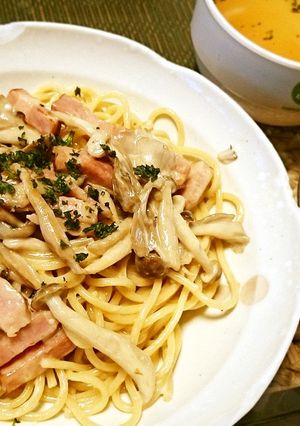 ベーコンとキノコのクリームパスタ-レシピのメイン写真