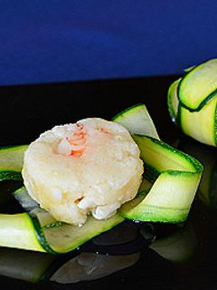 ズッキーニのリボン☆エビ入り団子包み-レシピのメイン写真