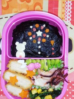 キャラ弁♡簡単 花火♡のり弁-レシピのメイン写真