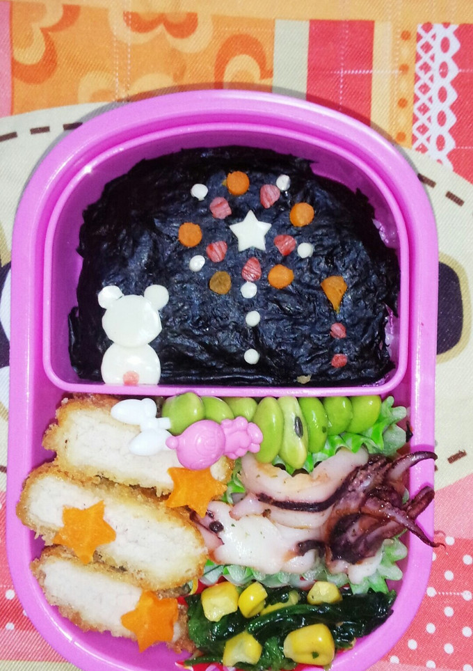 キャラ弁♡簡単　花火♡のり弁-レシピのメイン写真