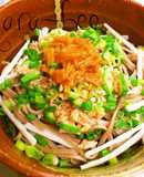 長いもとなめたけツナオクラのぶっかけ蕎麦