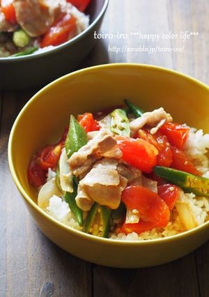 トマトとオクラであっさり！ヘルシー中華丼-レシピのメイン写真