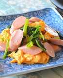 魚肉ソーセージとほうれん草の卵炒め♪