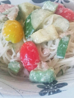 簡単ランチ!サラダ素麺〜ごまだれ風〜-レシピのメイン写真