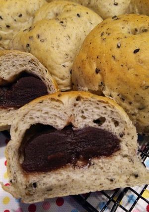 HB☆生地！豆腐ちぎりパン♪胡麻あんパン-レシピのメイン写真