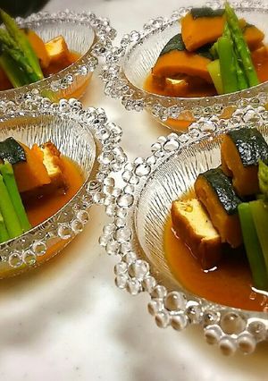 カボチャと野菜を練り込んだ厚揚げの味噌汁-レシピのメイン写真