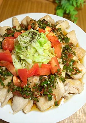 鶏胸肉の梅ニラソースがけ-レシピのメイン写真